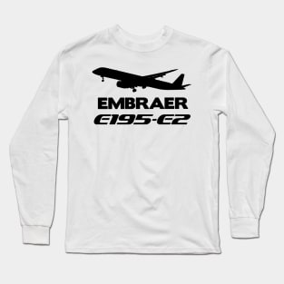 Embraer E195-E2 Silhouette Print (Black) Long Sleeve T-Shirt